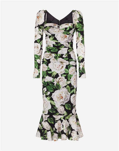 dolce gabbana rose silk dress|dolce gabbana charmeuse dress.